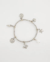 Silver Beachy Silvertone Stretch Charm Bracelet