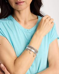Silver Beachy Silvertone Stretch Charm Bracelet