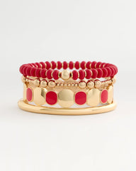 Red Red Goldtone Glam Stretch Bracelet
