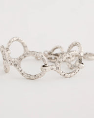 Silver Silvertone Open Link Toggle Bracelet