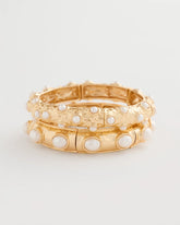 Gold Stretch Cuff Bracelet Set of Two