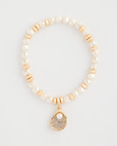 Pearl Pearlescent Stretch Charm Bracelet