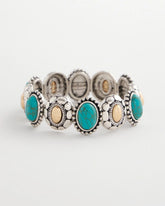 Turquoise Turquoise Mixed Metal Stretch Bracelet