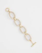 Gold Large Pave Link Toggle Bracelet