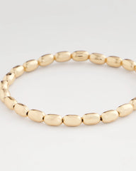 Gold Goldtone Oval Beaded Stretch Bracelet