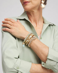 Gold Gold-tone Small Bead Stretch Bracelet