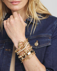 Gold Small Beaded Gold Tone Stretch Bracelet