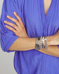 Silver Faux Tennis Stretch Bracelet