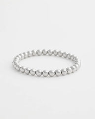 Silver Small Beaded Silver Tone Stretch Bracelet