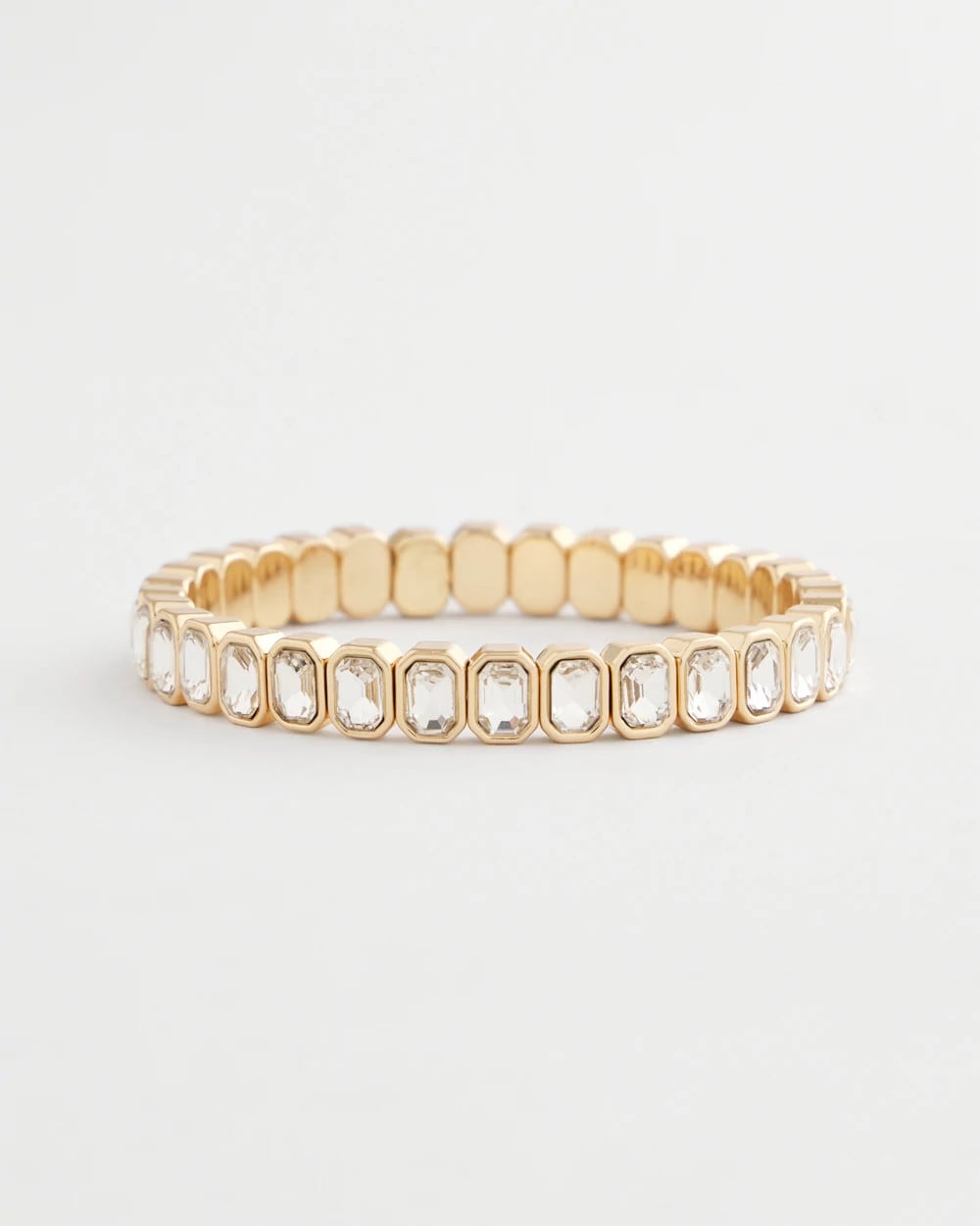 Gold Gold Bezel Set Stretch Tennis Bracelet