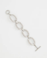 Silver Large Pave Link Toggle Bracelet