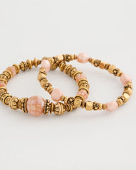 Coral Stretch Bracelet Set of Two