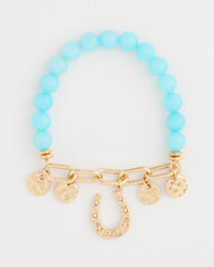 Light Blue Jade Stone Link Charm Bracelet