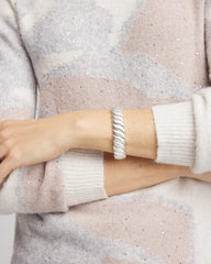 Silver Matte Twist Stretch Bracelet