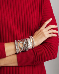 Silver Matte Twist Stretch Bracelet