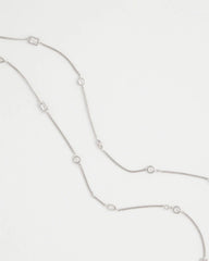 Silver Fine Crystal Long Chain Necklace