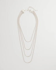 Silver Multi-Layer Snake Chain Necklace
