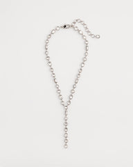 Silver Bezel Set Silvertone Y-Necklace