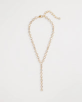 Gold Bezel Set Goldtone Y-Necklace