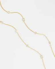 Gold Fine Crystal Long Chain Necklace