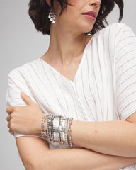 Silver Silver Tone Stretch Watchband Bracelet