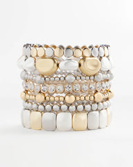 Mixed Metals Silver & Gold Tone Round Stretch Bracelet