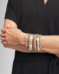 Mixed Metals Silver & Gold Tone Round Stretch Bracelet