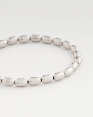 Silver Silvertone Oval Beaded Stretch Bracelet