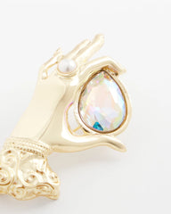 Gold Fortune Teller Gem Brooch