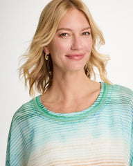 Teal Waters Ombre Coastal Printed Poncho