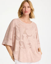 Rose Smoke Boatneck Rounded Hem Poncho