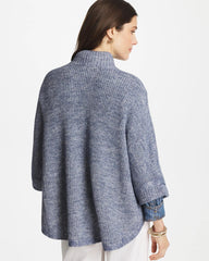 Indigo Sky Heather Rounded Hem Zip-Front Ruana