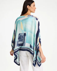 Passport Blue Woven Crepe Artisanal Poncho