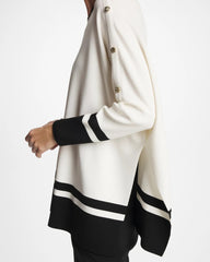 Ecru Button Detail Poncho