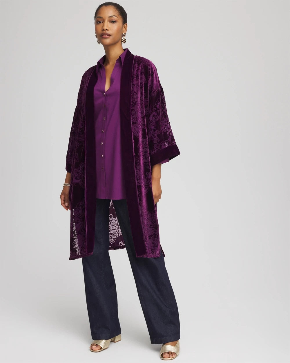Purple Royale Floral Burnout Kimono