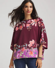 Deep Chianti Printed Boatneck Pullover Poncho