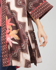 Cacao Long Mixed-Print Kimono