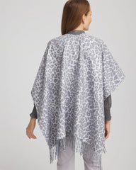 Storm Cloud Reversible Animal Print Fringe Ruana