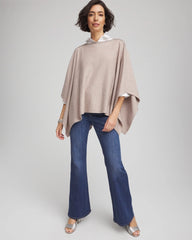 Light Taupe Heather Rhinestone Embellished Poncho