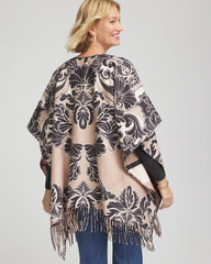 Champagne Fizz Reversible Printed Fringe Ruana
