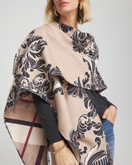 Champagne Fizz Reversible Printed Fringe Ruana