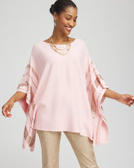 Blushed Sequin Striped Sweater Poncho