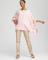 Blushed Sequin Striped Sweater Poncho