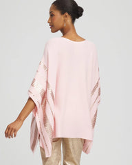 Blushed Sequin Striped Sweater Poncho