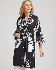 Black Tie-Front Long Kimono