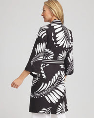 Black Tie-Front Long Kimono