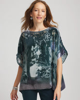Striking Teal Velvet Burnout Passion Poncho