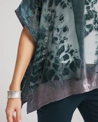 Striking Teal Velvet Burnout Passion Poncho