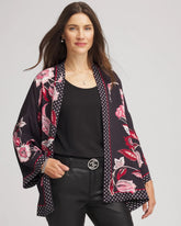 Black Short Floral Kimono
