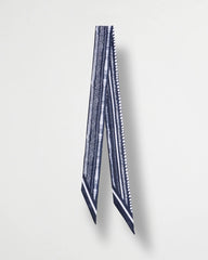 Navy Printed Skinny Scarf
